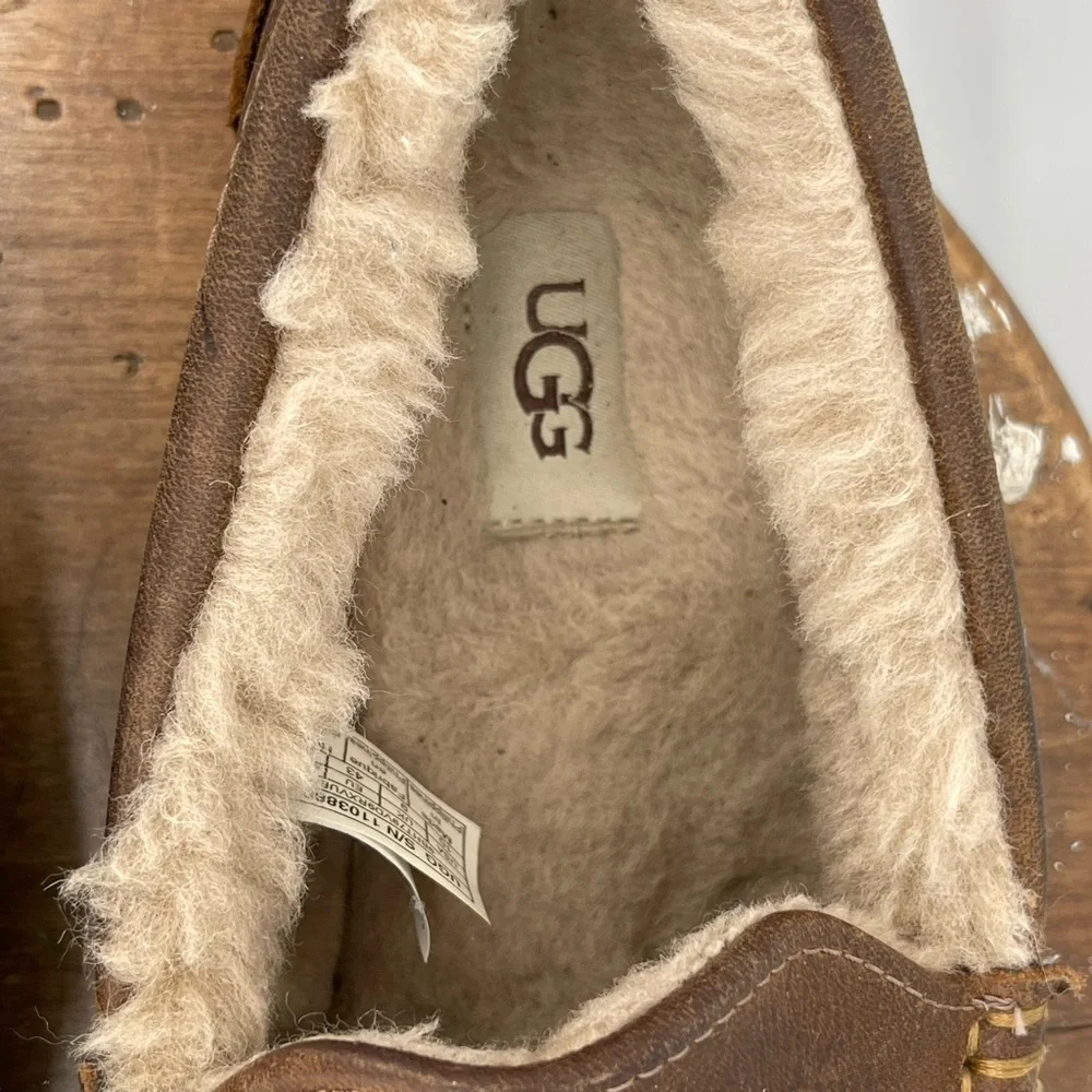 UGG Men's Ascot Chocolate Brown Leather Slip-Ons